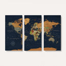 Modern World Map Canvas Print – Framed Detailed Map of the