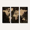 Brown World Map Canvas Print – Modern Travel Map Wall Art,