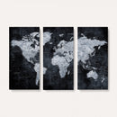Black World Map Canvas Print – Detailed Map for Couples and