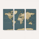Minimal Vintage World Map Canvas Wall Art Print, Neutral