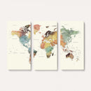 Framed World Map Wall Art Canvas Print for Living Room and
