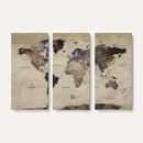 Neutral Watercolor World Map Canvas Wall Art – Framed Earth