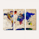 Colorful World Map Canvas Wall Art – Abstract Watercolor Map