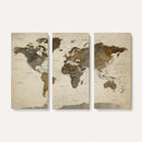 Vintage World Map Canvas Wall Art – Framed Travel Map for
