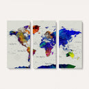 World Map Wall Art Canvas Print, Modern Decorative Framed