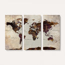 World Map Canvas Triptych – Colorful Global Wall Art for