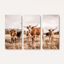 Texas Longhorn Cattle Wall Art Canvas Print, Sepia Western