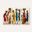African Folk Art Canvas Wall Art, Colorful African Women Village Painting Print, Tribal Ethnic Home Decor, Vibrant African Art, Living Room
