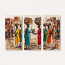 African Folk Art Canvas Wall Art, Colorful African Women Village Painting Print, Tribal Ethnic Home Decor, Vibrant African Art, Living Room