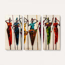 African Folk Art Canvas Wall Art, Colorful African Women Village Painting Print, Tribal Ethnic Home Decor, Vibrant African Art, Living Room