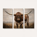 Texas Longhorn Wall Art Canvas Print – Brown Horned Bull