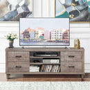 Retro Wooden TV Stand with 3 Open Shelves and 4 Drawers by LJGDeals