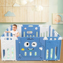 16-Panel Foldable Baby Playpen Kids Activity Centre-Blue by LJGDeals