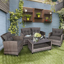 4 Pieces Patio Rattan Furniture Set Coffee Table Cushioned Sofa-Gray by DirectDeals