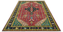Custom Made Red And Green Traditional Heriz Design Hand Knotted Wool Rug by The Rug Decor