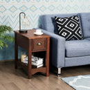 2 Pieces Retro Narrow Tiered End Table with Drawer and Storing Shelf by LJGDeals
