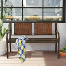 Patio Garden Bench with Powder Coated Steel Frame by LJGDeals