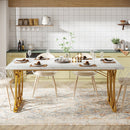 63" Modern Dining Table with Faux Marble Tabletop for 4-6 People