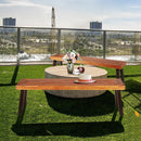 Set of 2 Patio Acacia Wood Dining Benches by LJGDeals