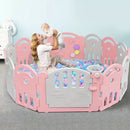 14-Panel Baby Playpen with Music Box & Basketball Hoop-Pink by LJGDeals