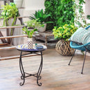 Outdoor Indoor Steel Accent Plant Stand Cobalt Table by LJGDeals