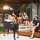 80QT Outdoor Party Portable Rattan Rolling Cooler Cart by LJGDeals