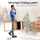 3 Step Foldable Bamboo Step Ladder Stool with Tool Storage Bag-Natural by LJGDeals