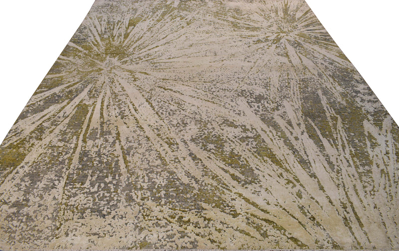 Abstract Handmade Wool & Original Silk 8x10 Area Rug | TRD1661810