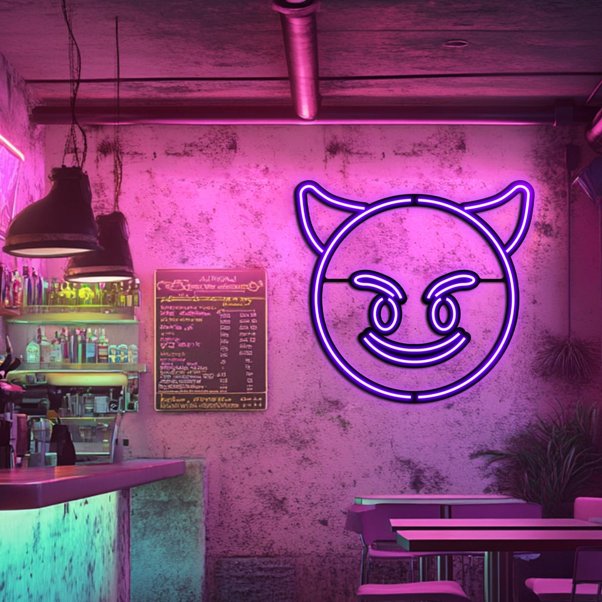 Emoji Devil Metal Neon Wall Art- LN0057, photo 3 of 6