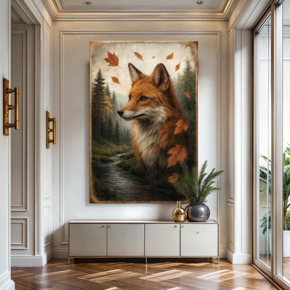 Autumn Fox Double Exposure Wall Art, photo 4 of 10