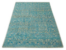 Antique Design 5x8 Blue and Beige Traditional Hand knotted wool rug by The Rug Decor