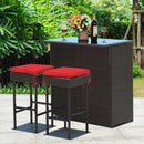 3PCS Patio Rattan Wicker Bar Table Stools Dining Set-Turquoise by LJGDeals