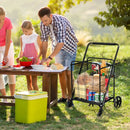 Heavy Duty Folding Utility Shopping Double Cart-Black by DirectDeals