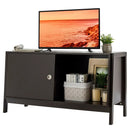 TV Stand Modern Entertainment Cabinet with Sliding Doors-Dark Brown by LJGDeals