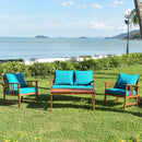 4-Piece Acacia Wood Patio Conversation Set with Cushions by LJGDeals