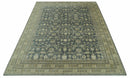 Traditional Design Charcoal And Beige 9x12 Hand Knotted Wool Area Rug