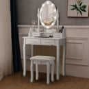 Makeup Vanity Dressing Table Set with Dimmable Bulbs Cushioned Stool by LJGDeals