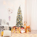 6 Feet Unlit Hinged Snow Flocked Artificial Pencil Christmas Tree with 500 Branch Tip by LJGDeals
