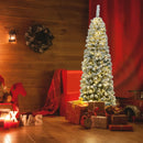 6 Feet Pre-lit Snow Flocked Artificial Pencil Christmas Tree with 250 LED Lights by LJGDeals