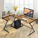 L-Shaped Desk Reversible Corner Computer Desk with Movable Shelf and CPU Stand by LJGDeals