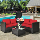 4 Pieces Outdoor Patio Rattan Furniture Set with by LJGDeals