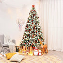 7.5 Feet Pre-Lit Premium Snow Flocked Hinged Artificial Christmas Tree with 550 Lights by LJGDeals