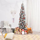 7.5 Feet Unlit Hinged Snow Flocked Artificial Pencil Christmas Tree with 641 Tips by LJGDeals