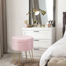 Round Velvet Storage Ottoman Footrest Stool Vanity Chair with Metal Legs by LJGDeals