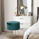 Round Velvet Storage Ottoman Footrest Stool Vanity Chair with Metal Legs by LJGDeals