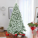 7.5 Feet Snow Flocked Artificial Christmas Tree Hinged with 1346 Tip and Foldable Base by LJGDeals