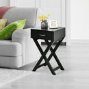 Design Sofa Side Table with X-Shape Drawer for Living Room Bedroom by LJGDeals