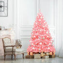 6 Feet Pink Artificial Hinged Spruce Full Christmas Tree with Foldable Metal Stand by LJGDeals