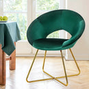 Modern Accent Velvet Dining Arm Chair with Golden Metal Legs and Soft Cushion by LJGDeals