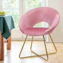 Modern Accent Velvet Dining Arm Chair with Golden Metal Legs and Soft Cushion by LJGDeals
